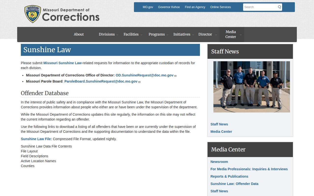 Grundy County release date records in Missouri corrections offender data